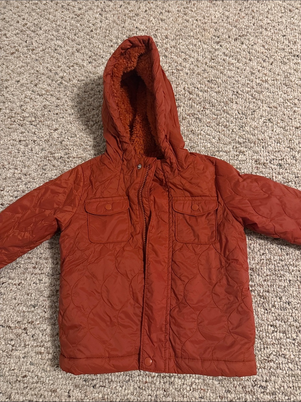 Toddler Old Navy Quilted Hooded Jacket in Rust Orange